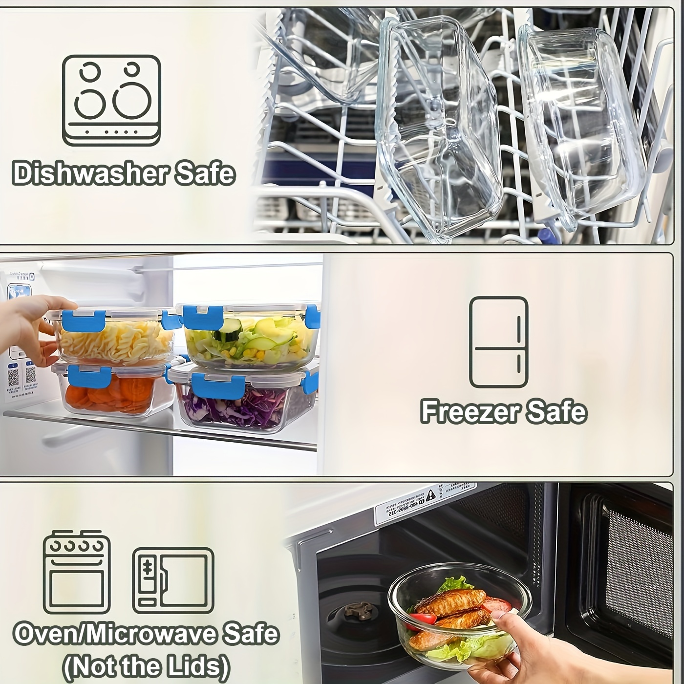     glass food storage containers with snap locking lids glass meal prep containers set airtight lunch containers microwave oven freezer and dishwasher Product details 3