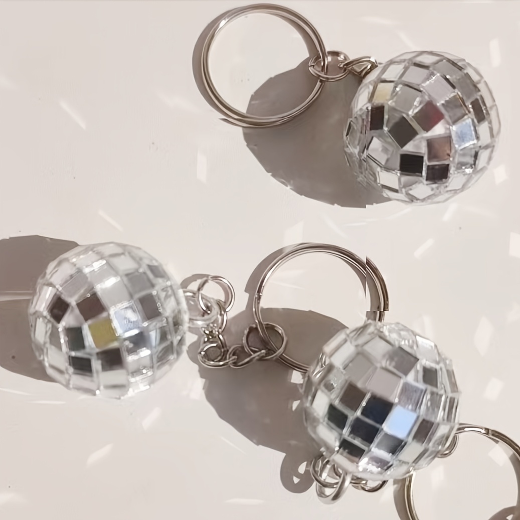 TEMU 6pcs Disco Ball Keychains, Mini Silvery Mirror Disco Ball Pendants, 70s Vintage Party Decorations, Carnival Birthday Anniversary Atmosphere