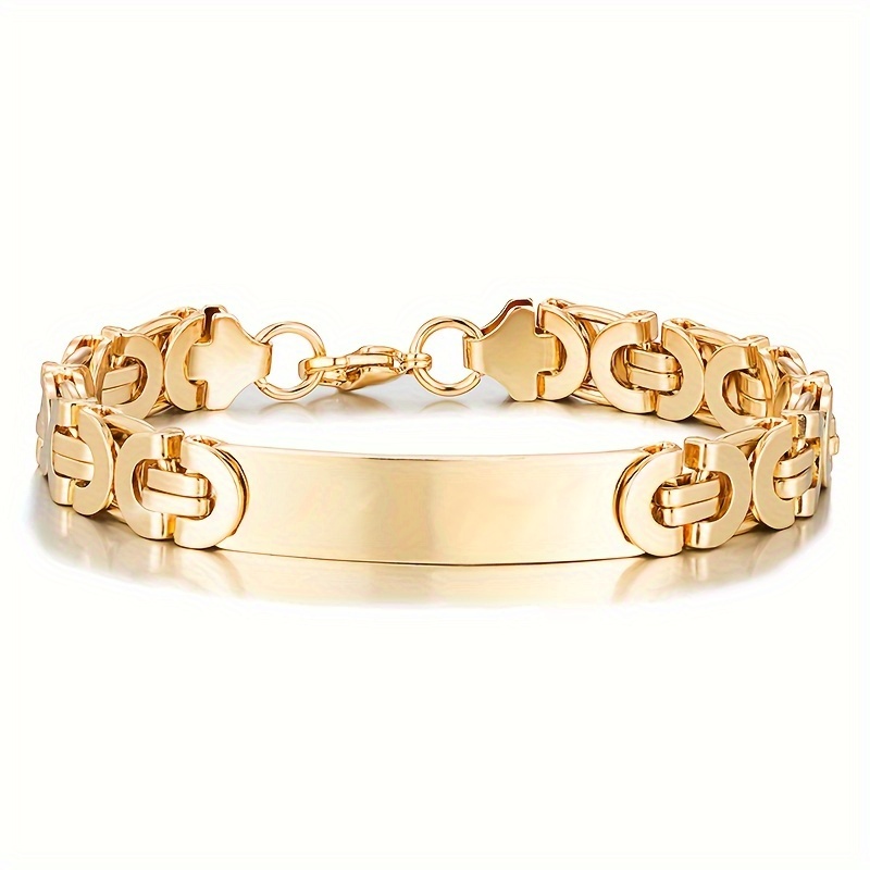 Image of 11mm Wide Men's 304 304 Stainless 304 304 Stainless Steel Curved Plate Polished Bracelet Jewelry