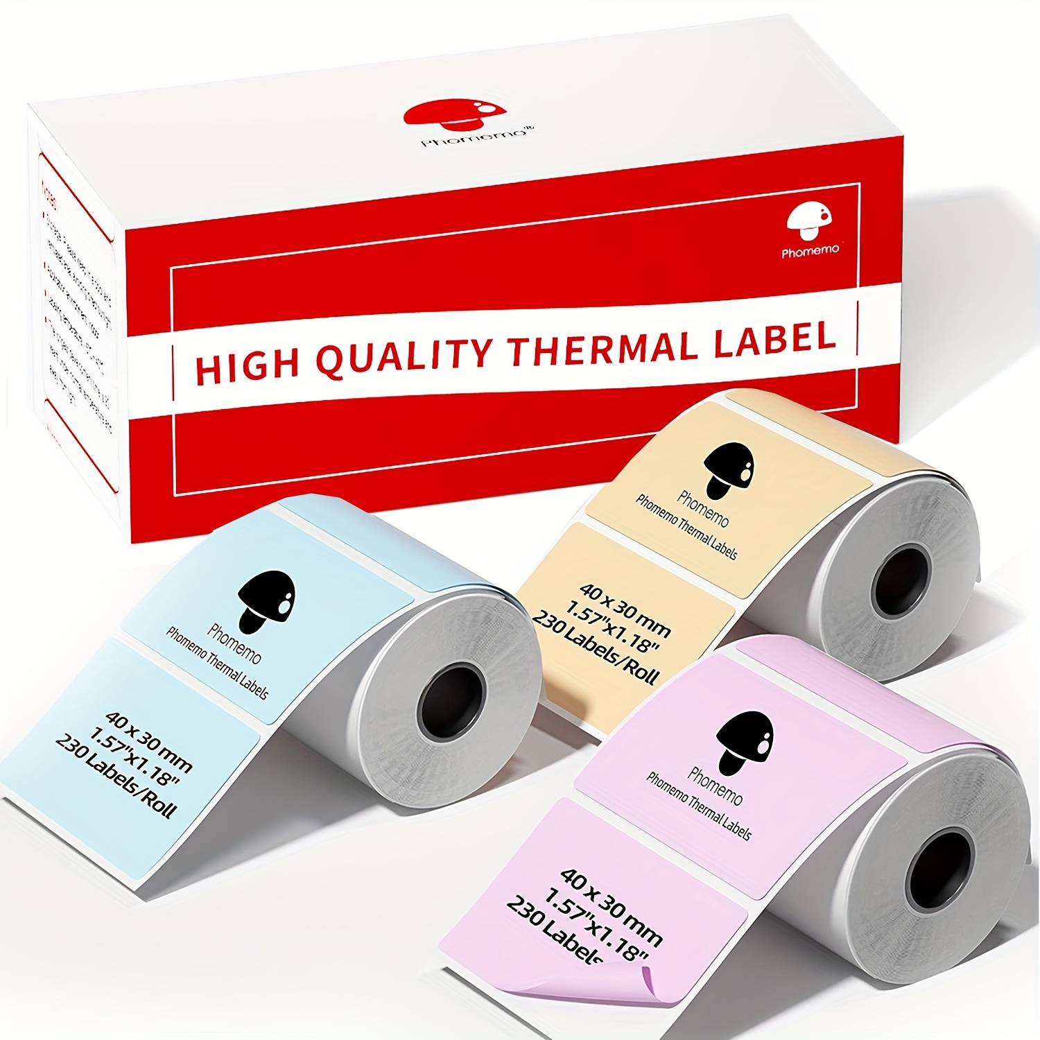 

3rolls, 230 Labels/roll, Xp-m01 Phomemo, M110/m110s/m120/m200/m220 Sticker Labels - 1.57"x1.18 (40x30mm) Pink, Black Labels For Small Business, Home, Office