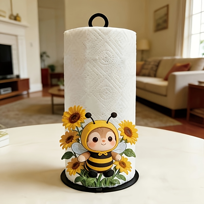imagen del artículo diseño   2d, una pieza, porta papel higiénico abeja pequeña, exquisito porta rollo de papel abeja pequeña   para usar, decoración de baño y cocina,   para baño, mesa de comedor, dormitorio y decoración rústica  