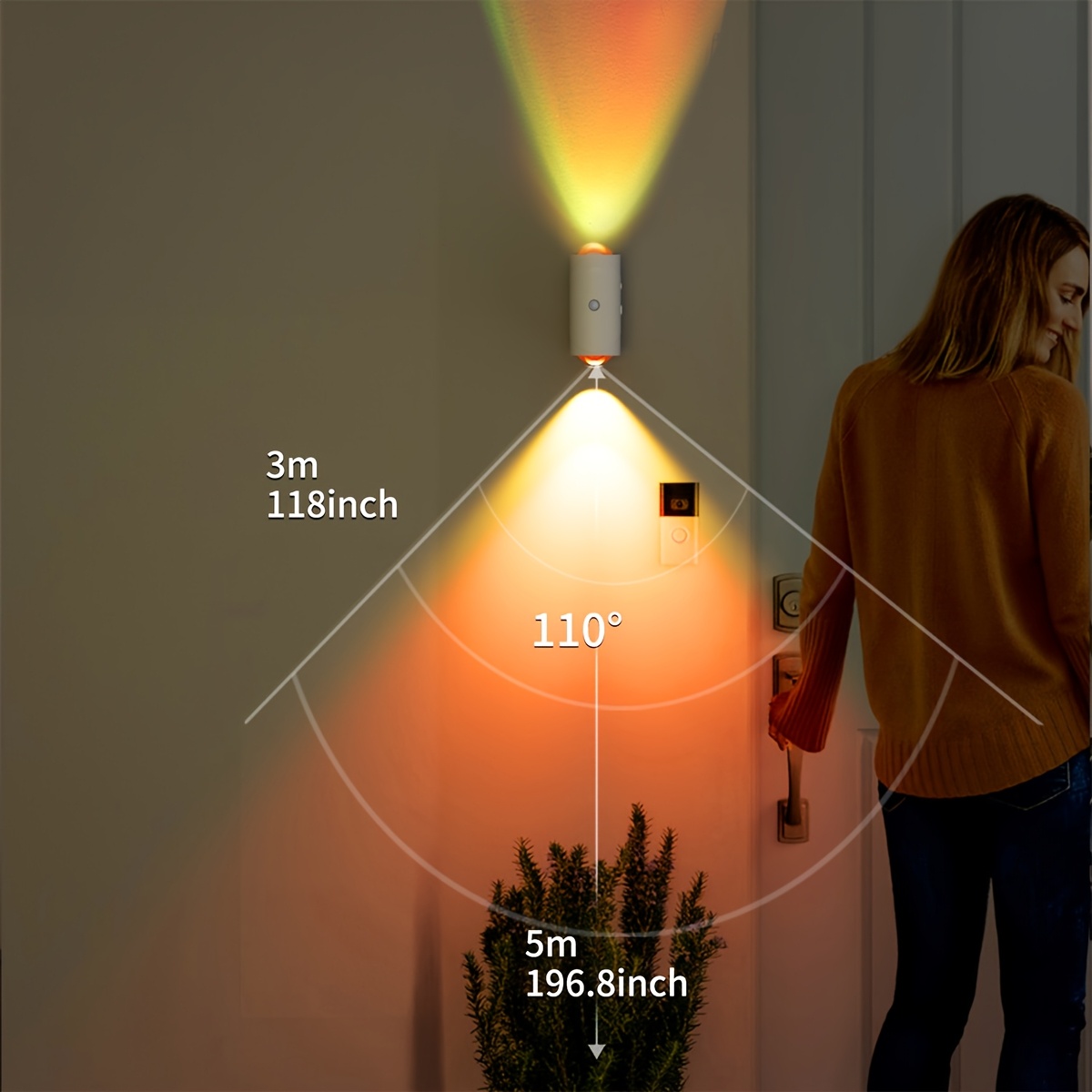 2pcs Rechargeable Motion Sensor Smart LED Wall Lamps