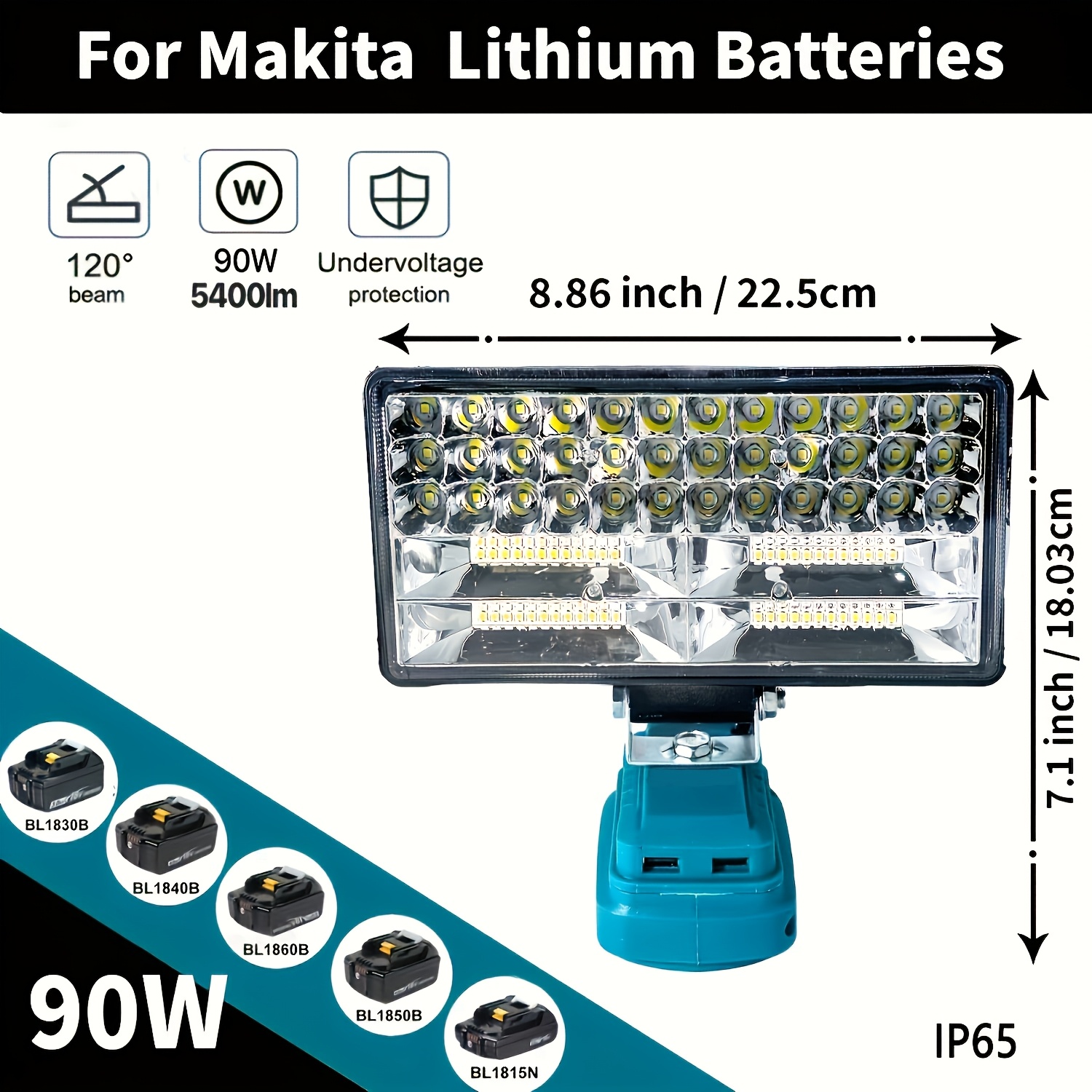 Lampe De Travail LED 84 LED 90W Pour Makita 18V – Projecteur Portable Camping