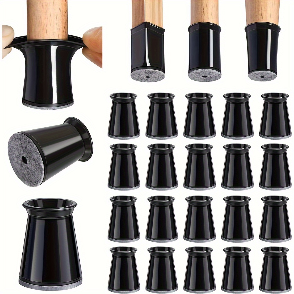 TEMU 16pcs Furniture Leg Covers, Fits Most Shapes, Non-slip With Integrated Felt Pads, Scratch-proof Protection For Floors, On Round & Square Legs, Durable Material, Black &