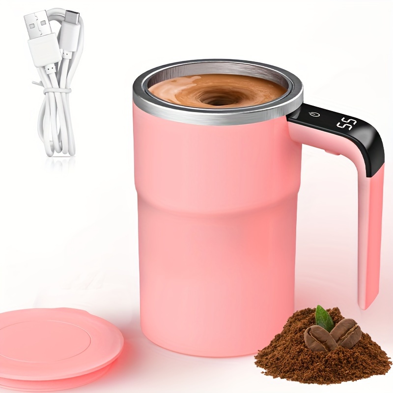 TEMU Electric Stirring Cup, Electric Stirring Coffee Cup, 304 Stainless Steel Coffee With Lid, Coffee Cup, Suitable For Coffee, Milk, And Other Beverages, Day Gift, Local Warehouse, Day