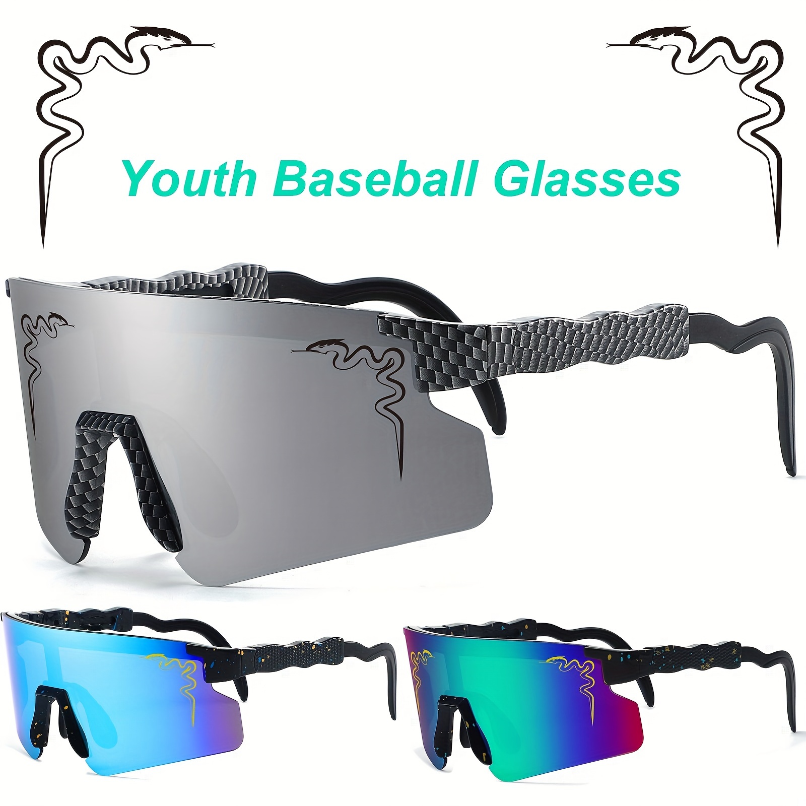 

Adjustable Youth Boys Girls Fashion Glasses, Outdoor Sports Teen Bike Bicycle Cycling Eyewear, Mtb Baseball Glasses Softball Running Driving Shades