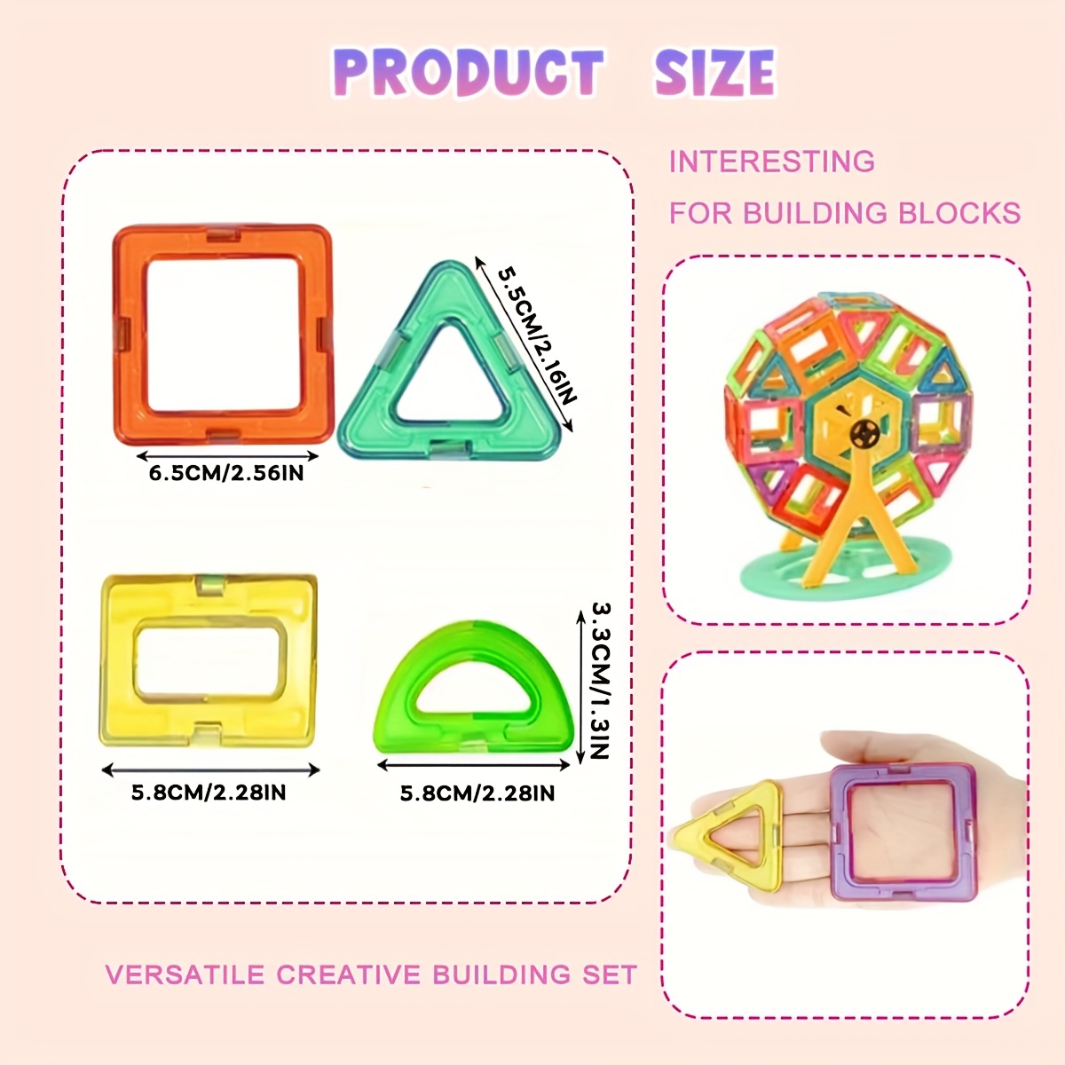 Large Magnetic Building Blocks DIY Toy with Wheels