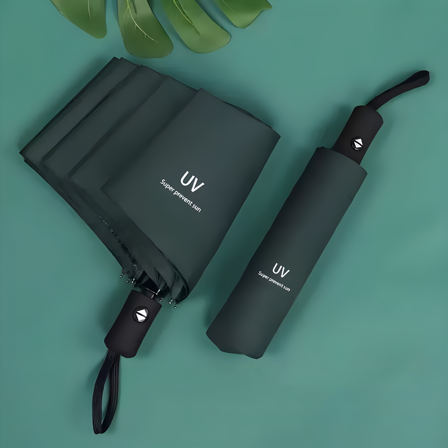 

Solid Color Automatic Folding Umbrella With Uv Protection, Casual Lightweight Portable Durable Umbrella For Men & Women