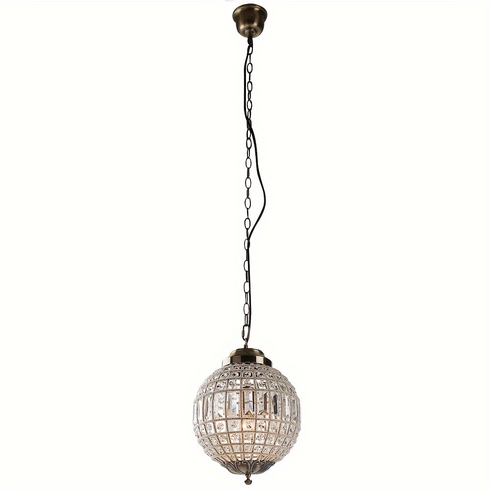 

Vintage K9 Crystals Chandelier Classic Globe Pendant Light Adjustable Hanging Bronze Ceiling Lighting Fixture For Living Room Entry Dining Room Staircase