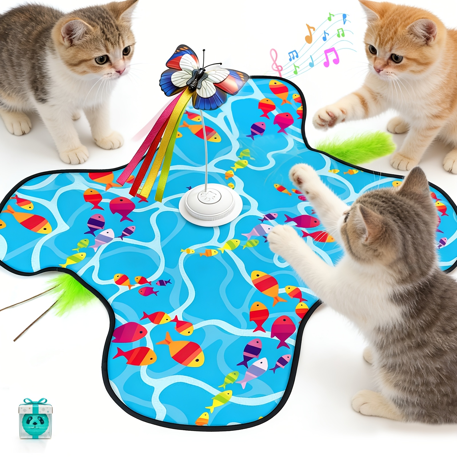 TEMU Hide-and-seek - Interactive Toy Suitable For Cats: Flying Butterflies, Hidden Feathers, Realistic , Cute And Durable For Cat Toys, Perfect For Bored Indoor Adult For Cats, Bringing Fun To Pets