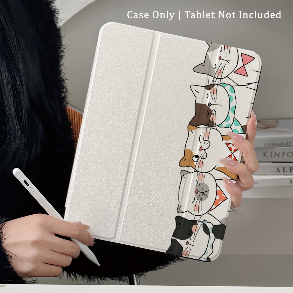 iPad Air 6/5/4 & iPad 10/Pro 2024/2025 Case with Cute Cat & Heart Design, Smart Cover with Keyboard Slot, Pastel Colors (/Beige/Turquoise) - Compatible with iPad Pro M3/A16, Travel-Friendly Protective Cover for Work, Home & Relaxation, Tablet Accessory for Women & Girls, Smart Case with Built-in Stand & Auto Wake/Sleep, Ideal for iPad Air 6/5/4 & iPad 10