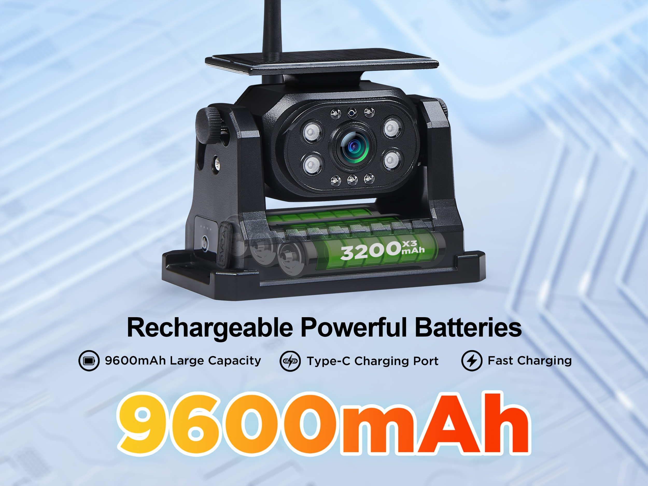 dual channel magnetic solar wireless backup camera system with   1080p monitor 9600mah rechargeable infrared night vision magnetic hitch camera for rv trailer truck boat car   no wiring required Product details 2