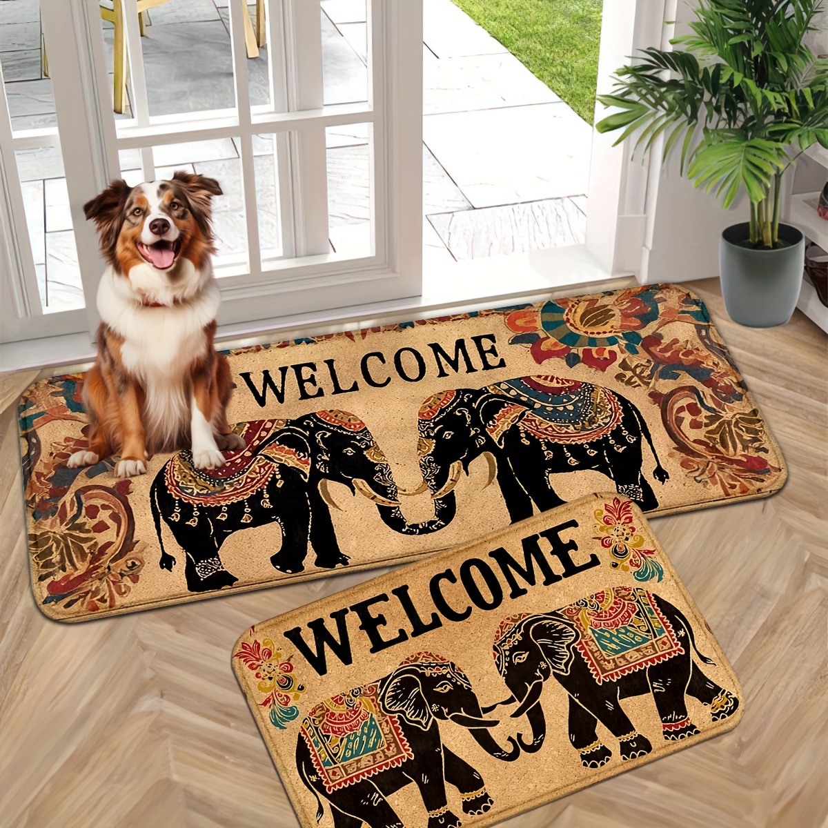 

Bohemian Elephant 1.2cm Elephant Pattern - Machine Washable, Home Decor In Living Room & Bedroom, Indoor/outdoor Use Home Decor Home Decor Holiday Gifts Door Mat Kitchen Floor Mats