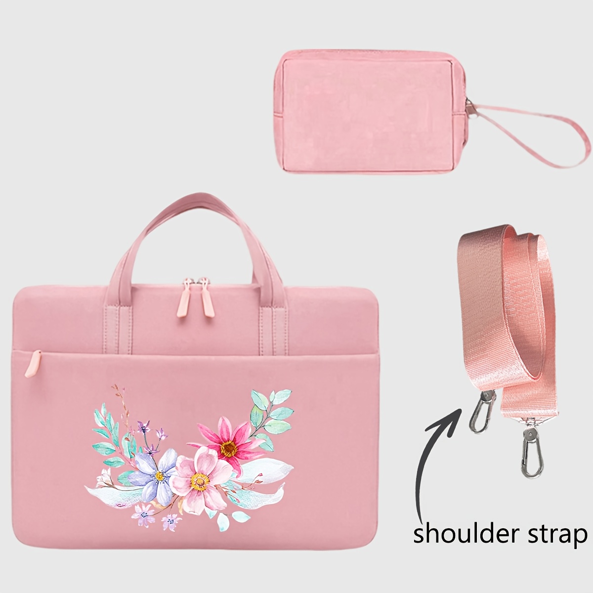TEMU 3pcs Custom Set, Including A Laptop Bag And Clutch With Adjustable Shoulder Strap, Customization. Lightweight Laptop Bag With Large Capacity