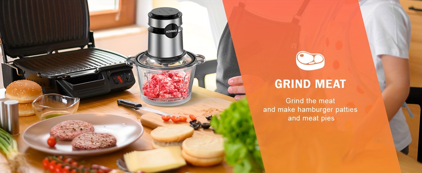 food processor 500w electric meat grinder food chopper with two 8 cup bowls   level blades 2 speed kitchen cutter for vegetable onion garlic meat nuts and baby food black Product details 0