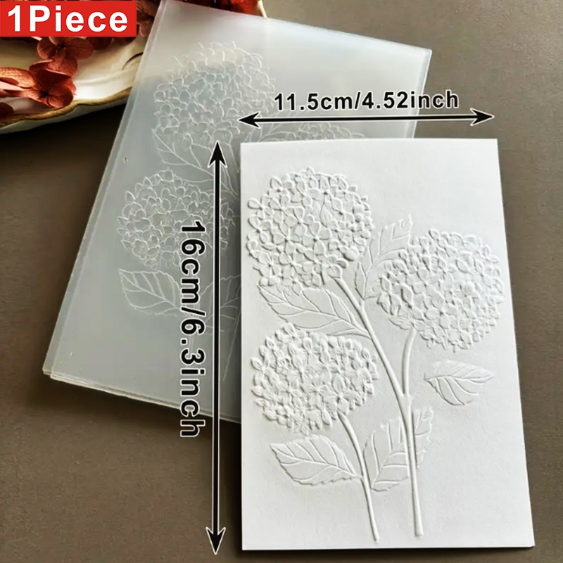 Image of New 3d Embossed Folder - "hydrangea", Part Of The Pastoral Series, Themed Around Festive Elements Made Of Plastic Material - Suitable For Crafts And Collages - Embossing Template For Paper Art And