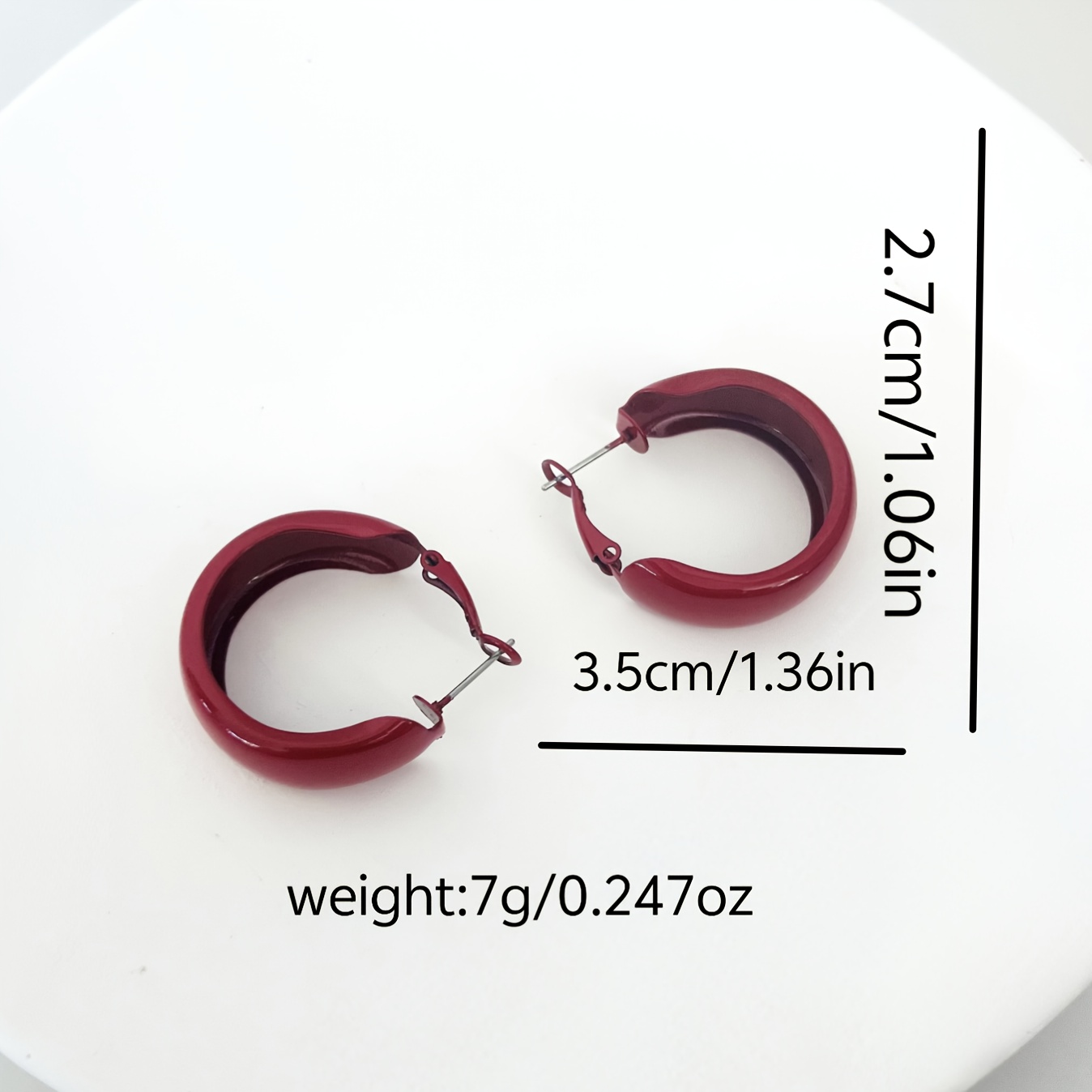 Vintage Red Hoop Earrings Large Circle for Autumn & Winter