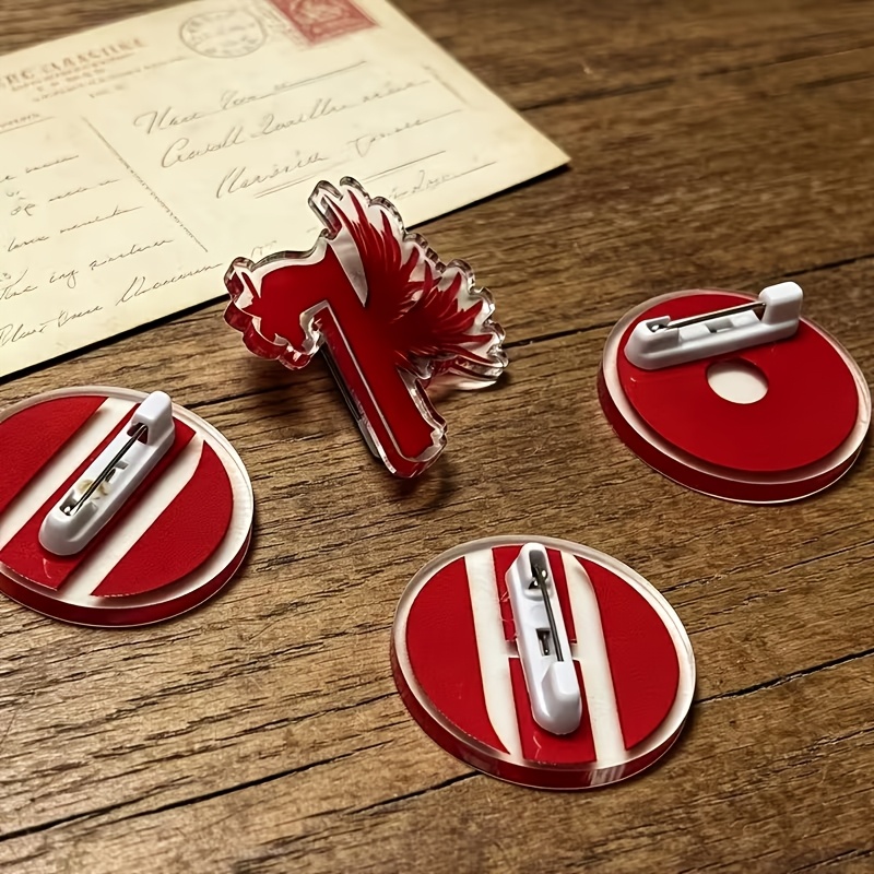 TEMU 2d , 4pcs Btt Korean Red Acrylic Brooch Badge Set - Suitable For Backpacks, Jackets, Hats, Bags, Christmas Gifts, Music Festivals, Wear And