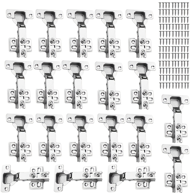 20-pack Frameless Soft Close European Hinges, 110° 3d Adjustable, Clamping Hidden Kitchen Cabinet Hinges With Screws - Perfect For Modern Cabinets