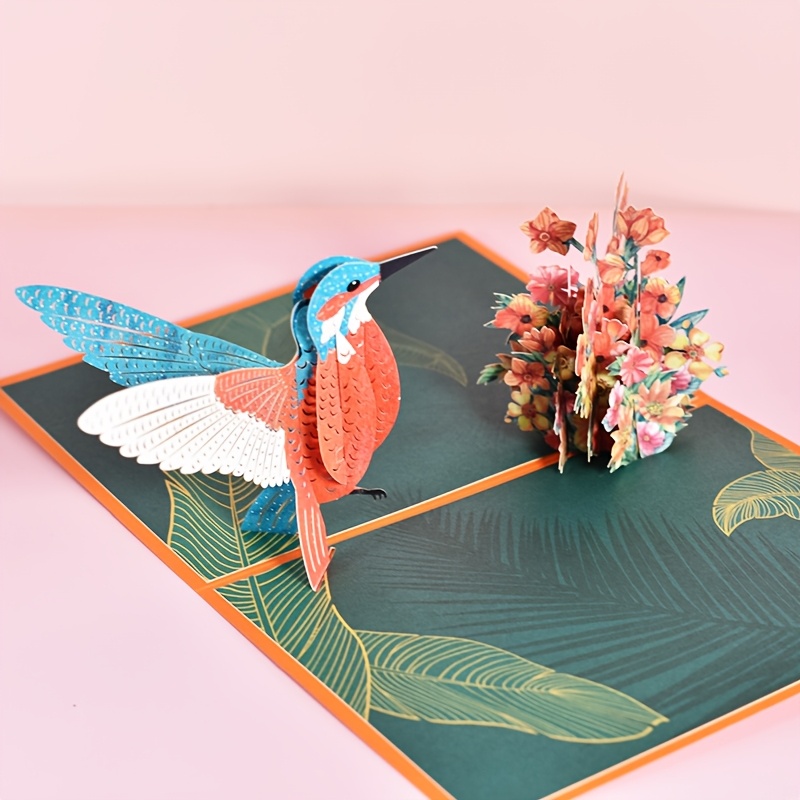 1pc 3d orange hummingbird -up greeting card with envelope, exquisite handcrafted paper cutout, mother s day, thanksgiving, christmas, birthday, valentine s day gift for friends and , birthday card, funny birthday card, happy birthday card, christmas card/greeting card, anniversary card, card with envelope Product details 1