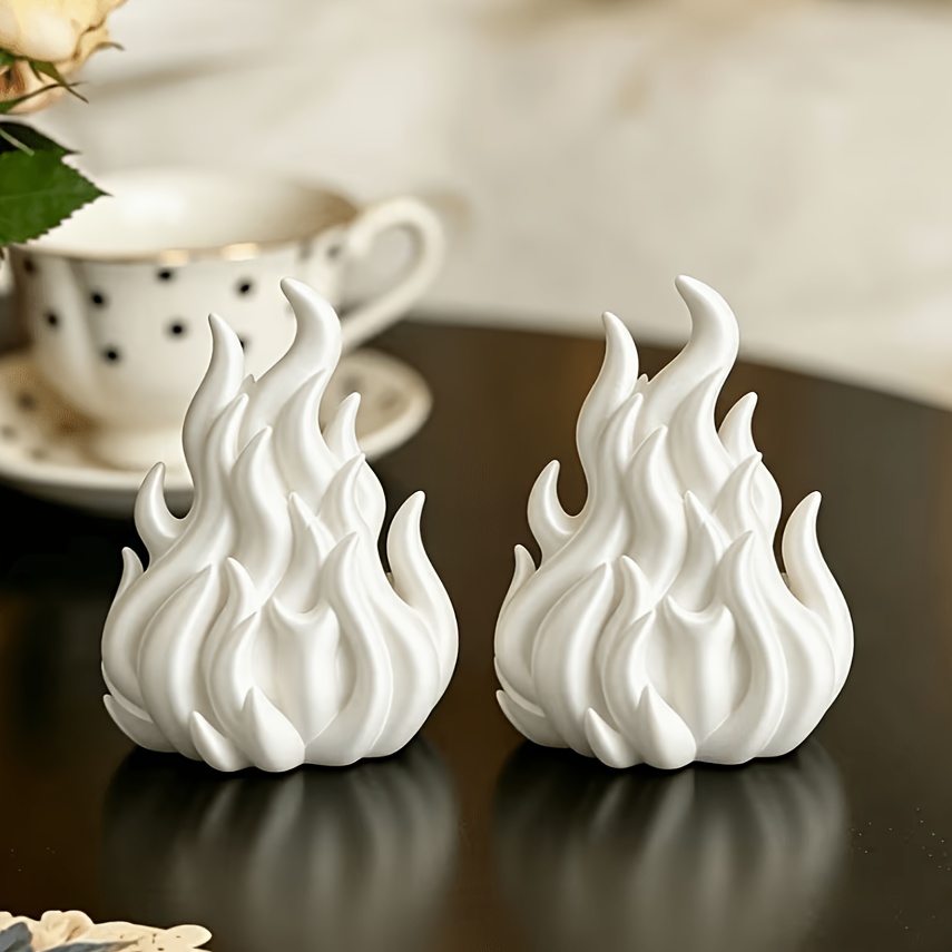 TEMU 2-pack White Simulated Flame Tealight Holders (electronic Candles Not Included), Retro Gothic Bohemian Style Desktop Decor Ornaments, Christmas,