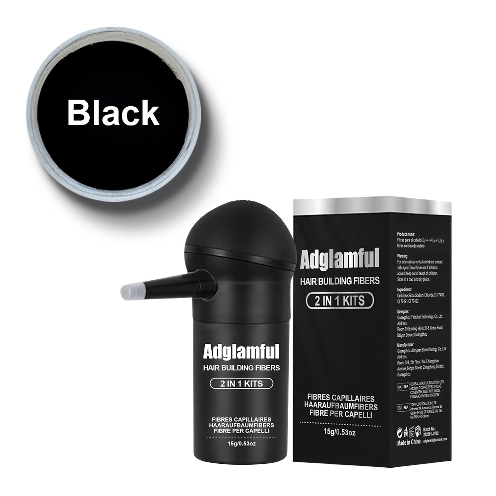Image of [ -free] Adglamful Hair Thickening Fiber Powder 15g -one Kit Portable Spray Bottle Cover Receding Hairline Thinning Unisex Natural Fragrance