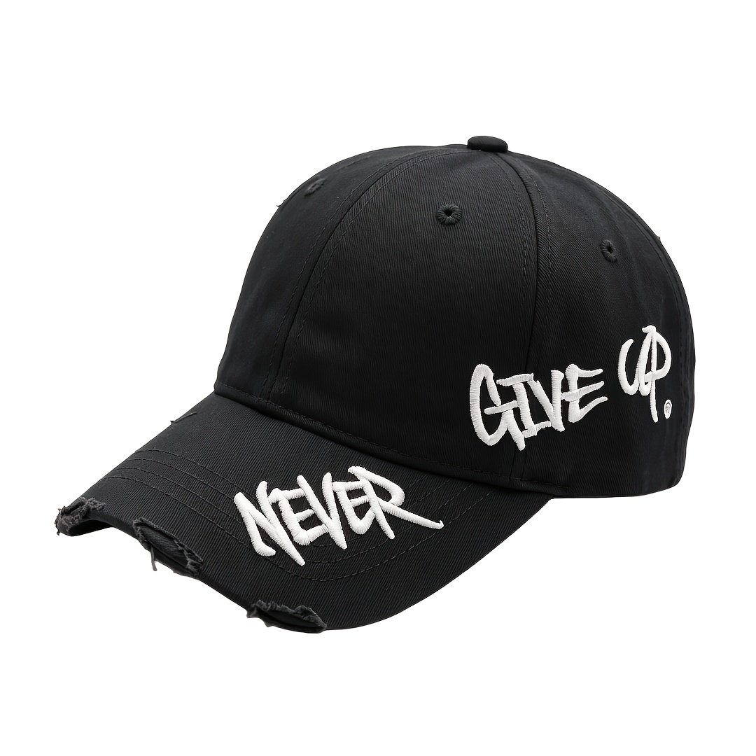 E-shop 1 Stück Baseballkappe im amerikanischen Stil mit Used-Look-Kante, Seitenstickerei und gebogener Schirm, vielseitige Streetwear Duckbill Mütze