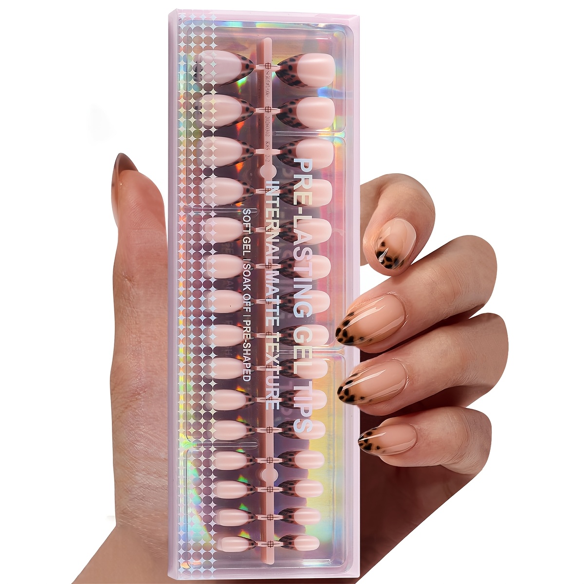 E-shop 150-teilige Box Salon-Qualität -Press-On-Nägel für Damen – Kurze Mandelform mit Schildpatt-Muster, 15 Längen & Breiten, abnehmbare Spitzen,