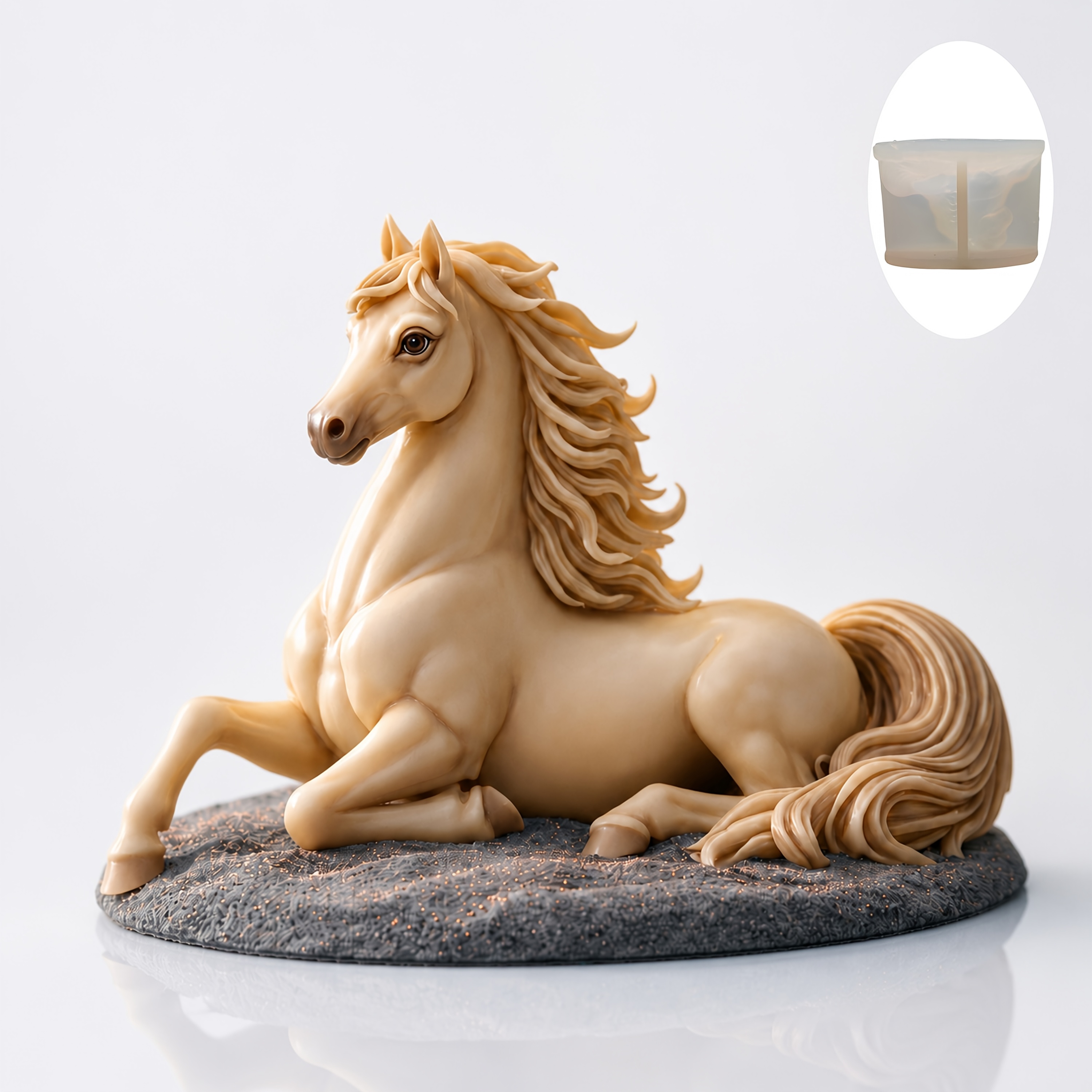 TEMU 3d Elegant Horse Candle Silicone Mold, Lifelike Resin Soap Mold – Suitable For Making Plaster, Gypsum, Horse Lover Gift, Equestrian For Home