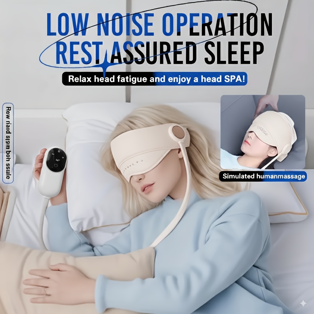 2-in-1 Electric Air Compression Vibration Head Massager, Hands-Free Wireless Home Scalp and Eye Relaxation Device