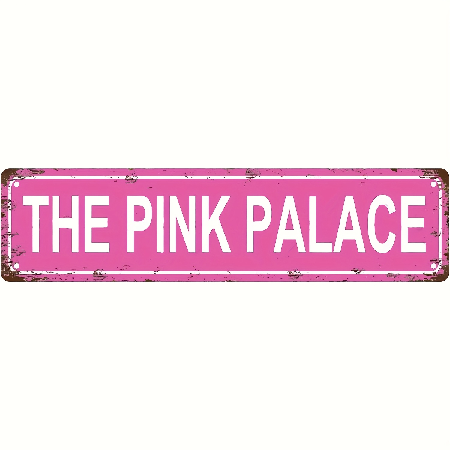 TEMU Pink Vintage Metal Iron Street Sign - 40.64 X 10.16 Cm Distressed Pink Wall Decor For Home, Bar