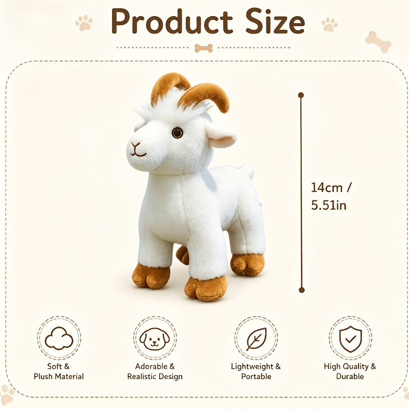 Black and White Goat Plush Stuffed Animal Set, Realistic Farm Animal Dolls