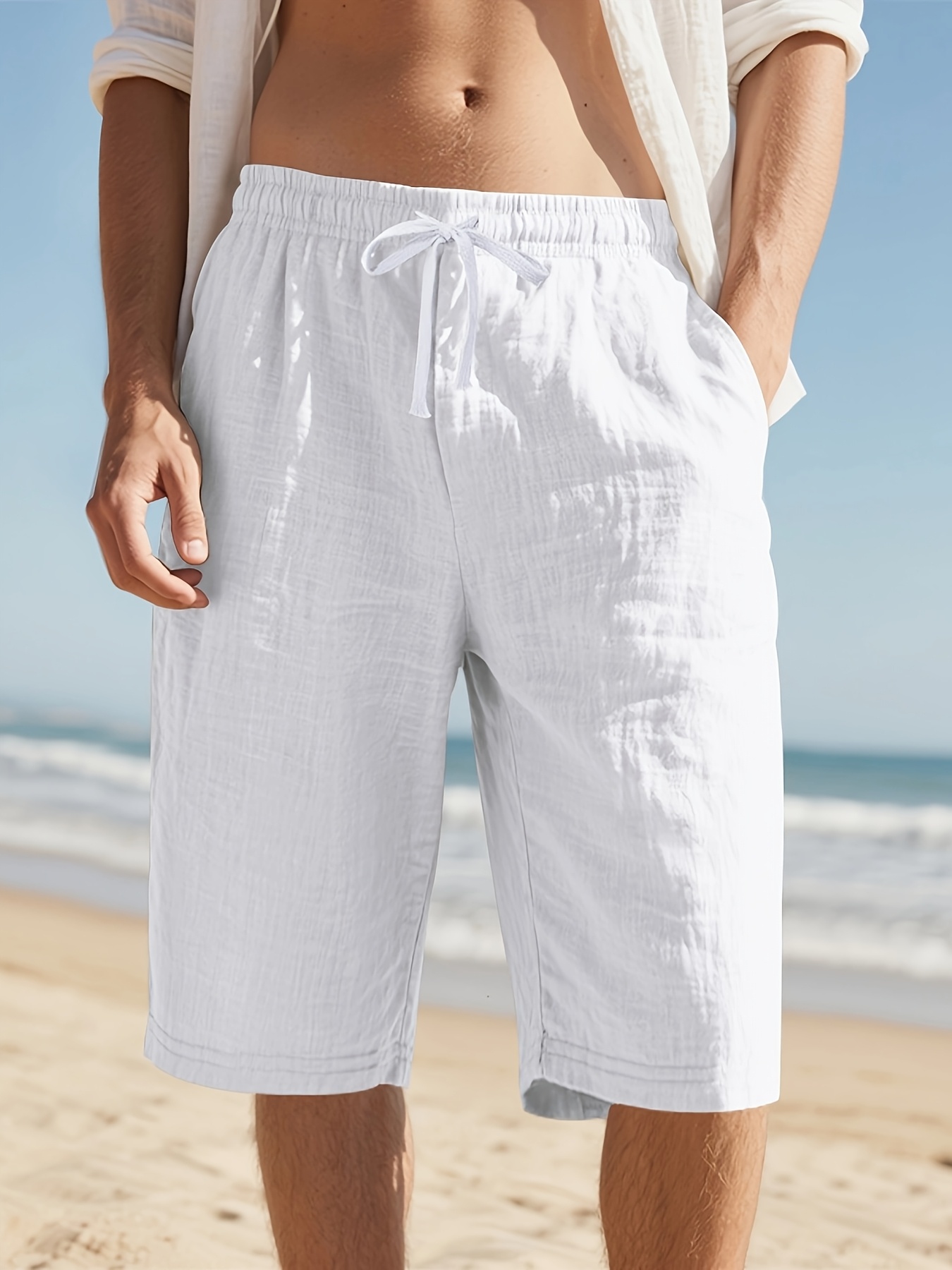 Summer Shorts ADSSDQ Mens Linen Shorts Casual Summer Elastic Waist