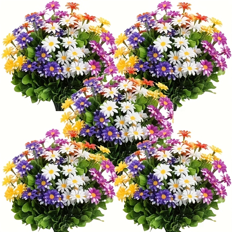 10 bundles of outdoor artificial flowers plastic flower decorations daisy   bouquets uv resistant artificial flower shrubs suitable for hotel office office wedding wedding   garden porch cottage decoration courtyard
