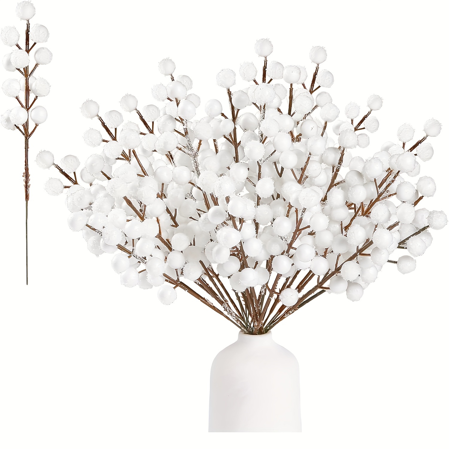 

10pcs Contemporary Artificial White , Plastic Frosted Stems, For Christmas Tree Decoration, Diy Crafts, And Decor