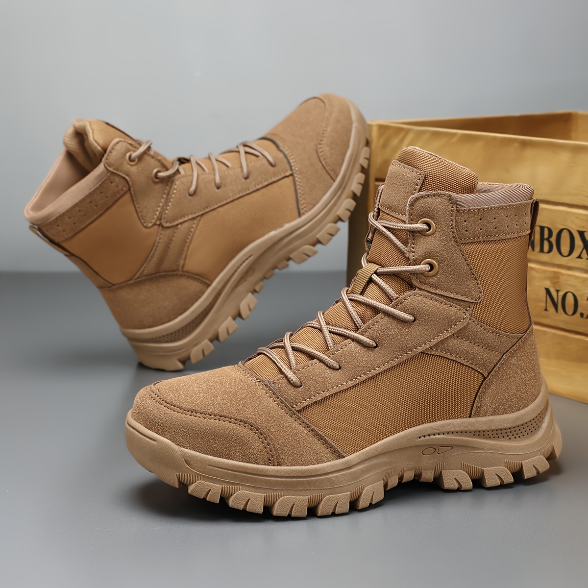 TEMU Women's Heavy-duty Tactical Hiking Boots - Shock Absorption/outdoor Boots, Lace-up Ankle Support, Non-slip Sole And - Durable, Suitable For