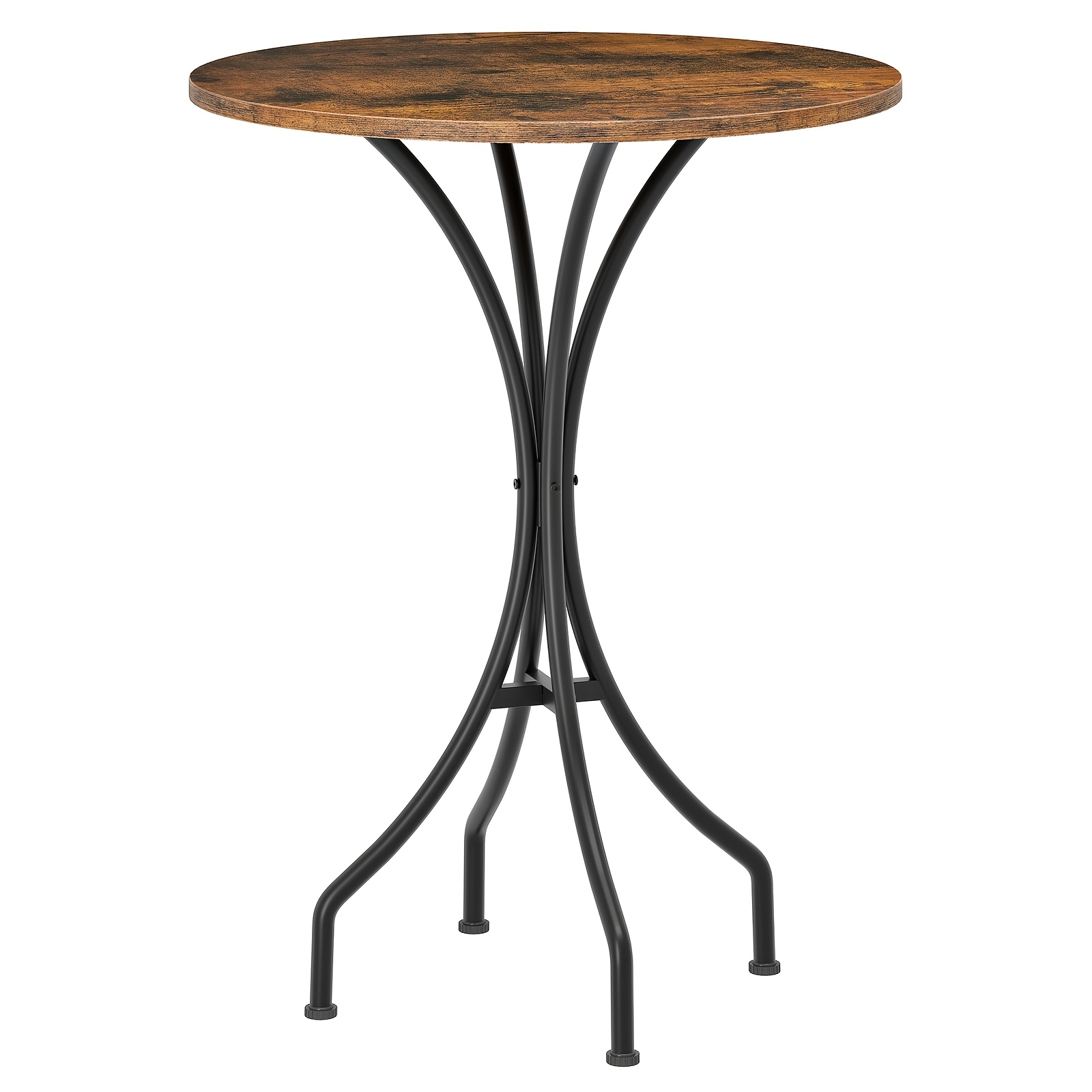 Image of Circular Cocktail Table With A Tall Bar Height, Featuring A , Ideal For 2 To 3 Individuals, Designed In A Retro Style, Easy To Put , Measuring 23.6 By 37 Inches, In A Rustic Brown End