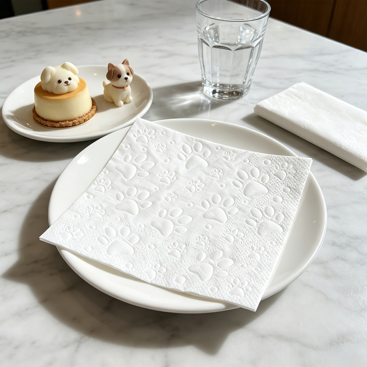 TEMU 20/40/60/80/100pcs Embossed Paw Print Disposable Napkins, 2-ply 9.84 X 9.84 Inches, Suitable For Pet-themed Birthday Parties, Pet Cafes/cat