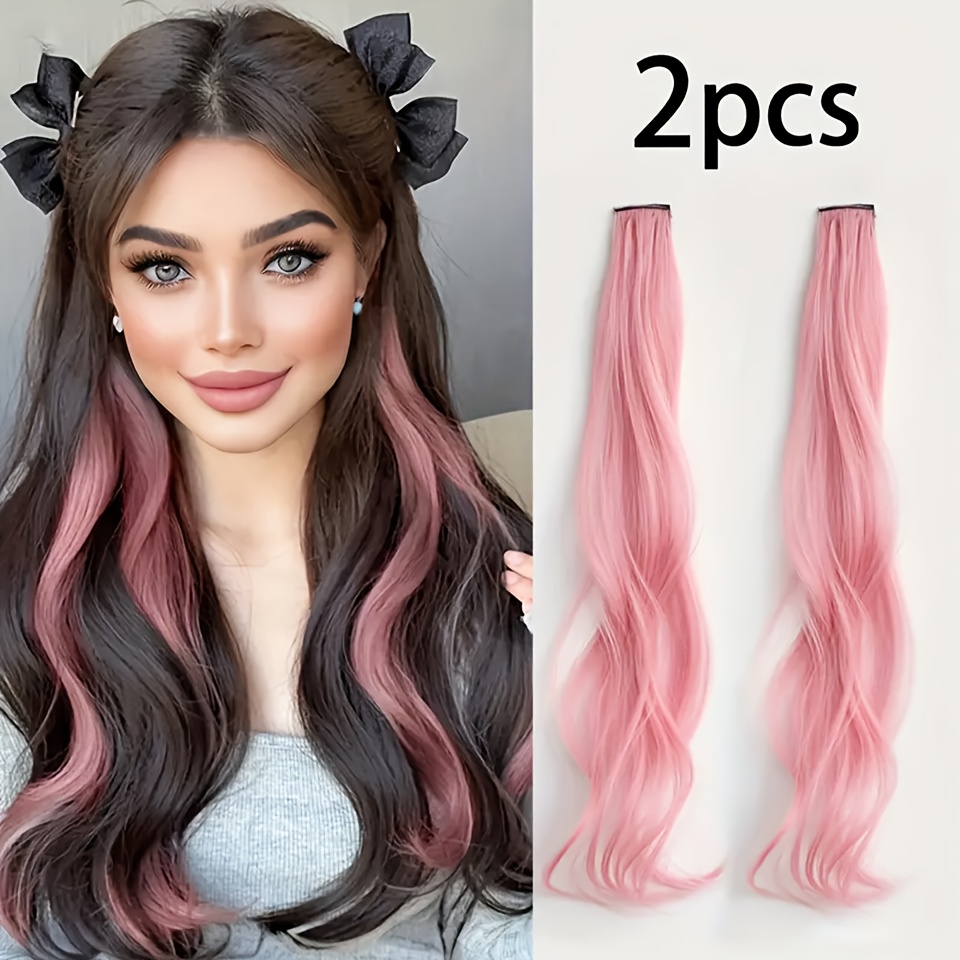 20 Inch Long Wavy Curly Synthetic Hair Extensions Clip In Hair Pieces For Women Girls Party Highlight Colorful Hair Clips For Halloween Costume Music Festival Christmas