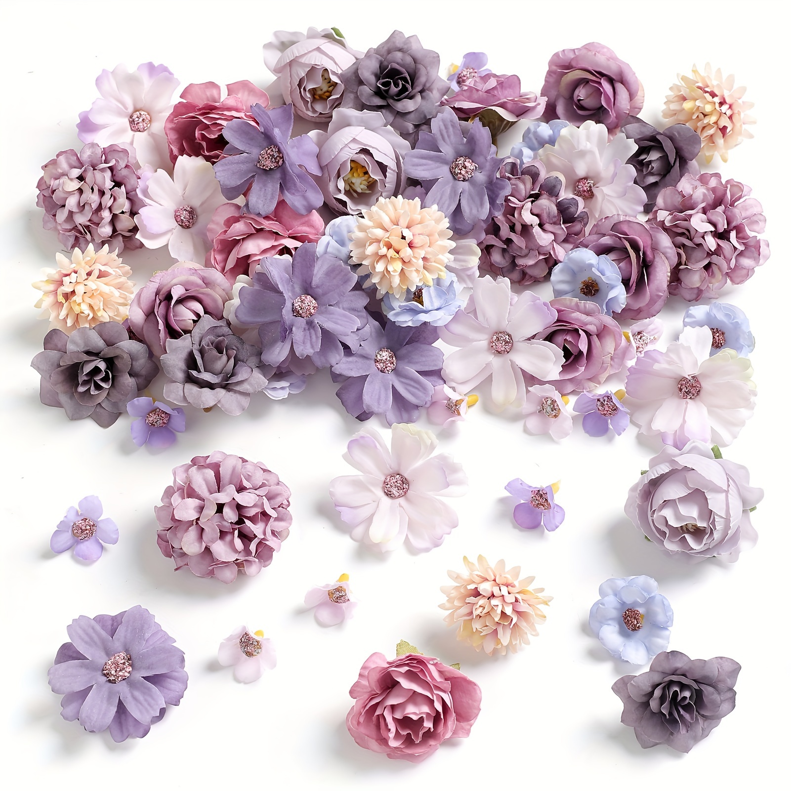 

Mini Purple Artificial Flower Heads Faux Flowers Small Silk Daisy Flower Heads For Craft Garland Wedding Party Decoration,2-4 Cm(purple)