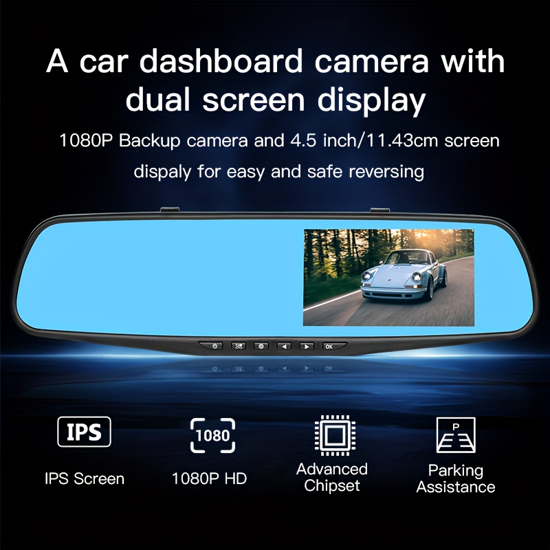 מצלמת דשבורד לרכב עם מסך כפול 1080P HD וראיית לילה