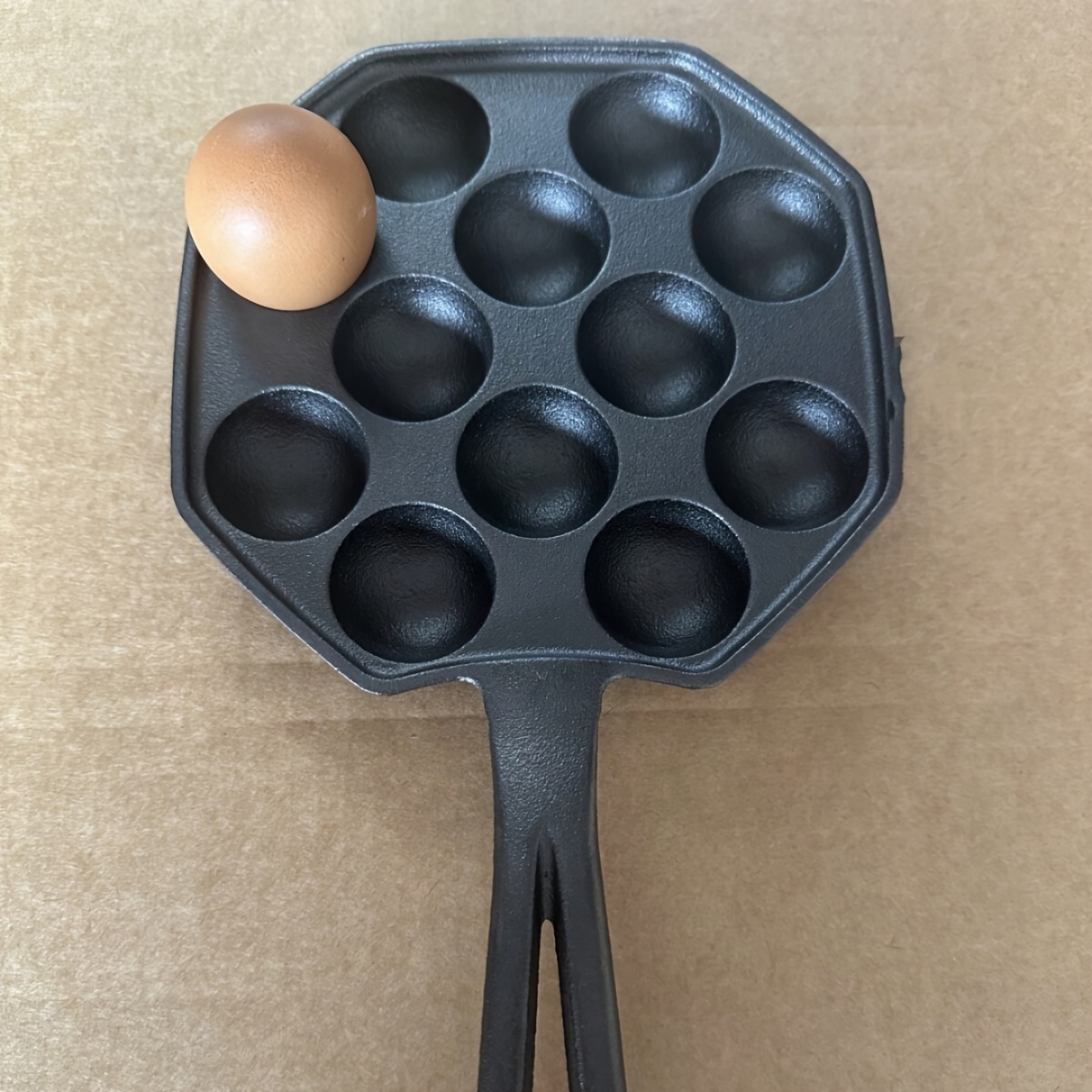 cast iron takoyaki pan non stick octopus ball maker quail egg mold   poffertjes cooking plate with sturdy handle manual hand wash only   authentic japanese takoyaki and dutch pancakes details 2