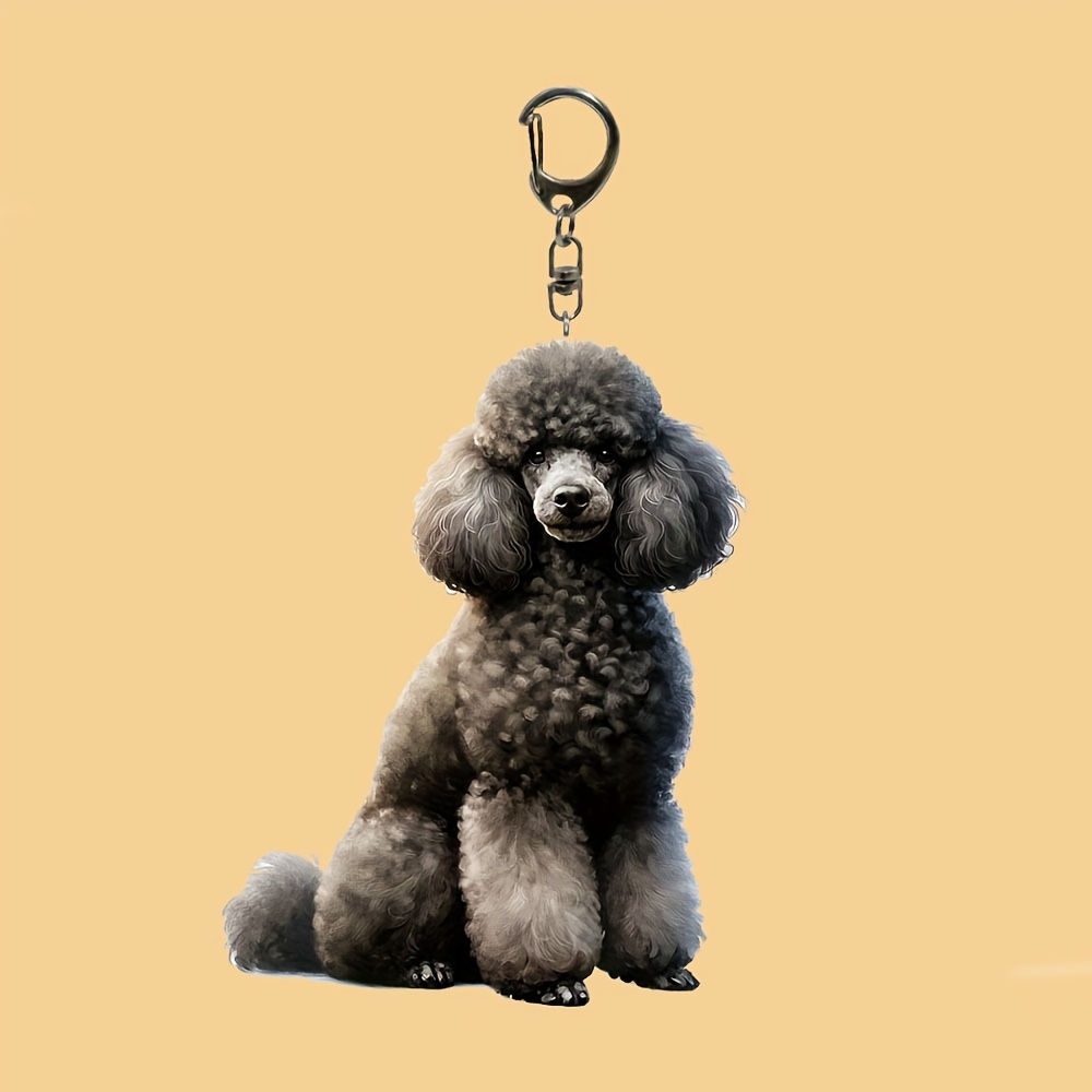 

2d Acrylic 1pc Ladies Key Ring - Poodle