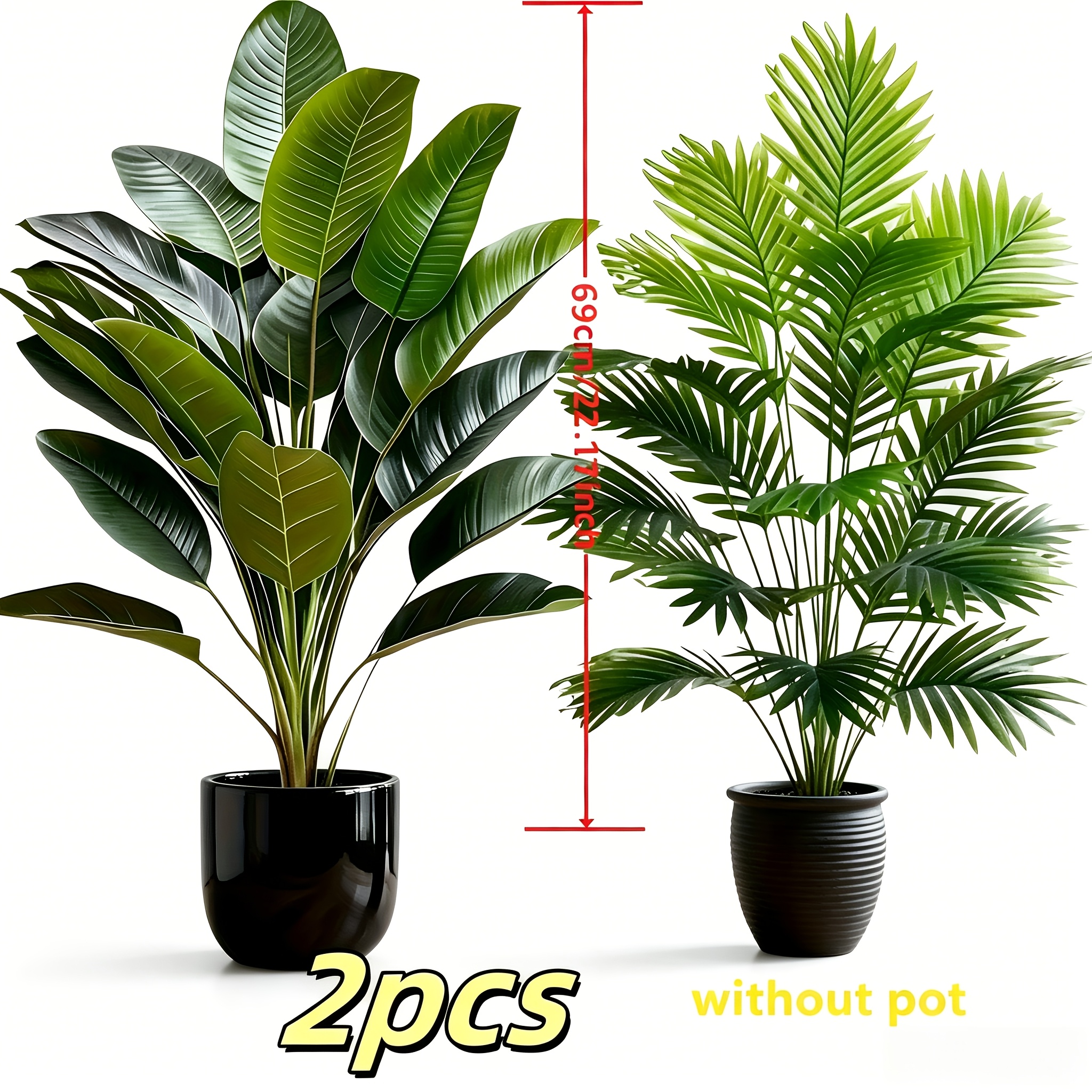 Image of Set Of 2 - Premium Large Faux Plants - Suitable For Store Decoration, Garden Decoration, Indoor Decoration, Outdoor Decoration, Housewarming Decoration, And Front Door Decoration