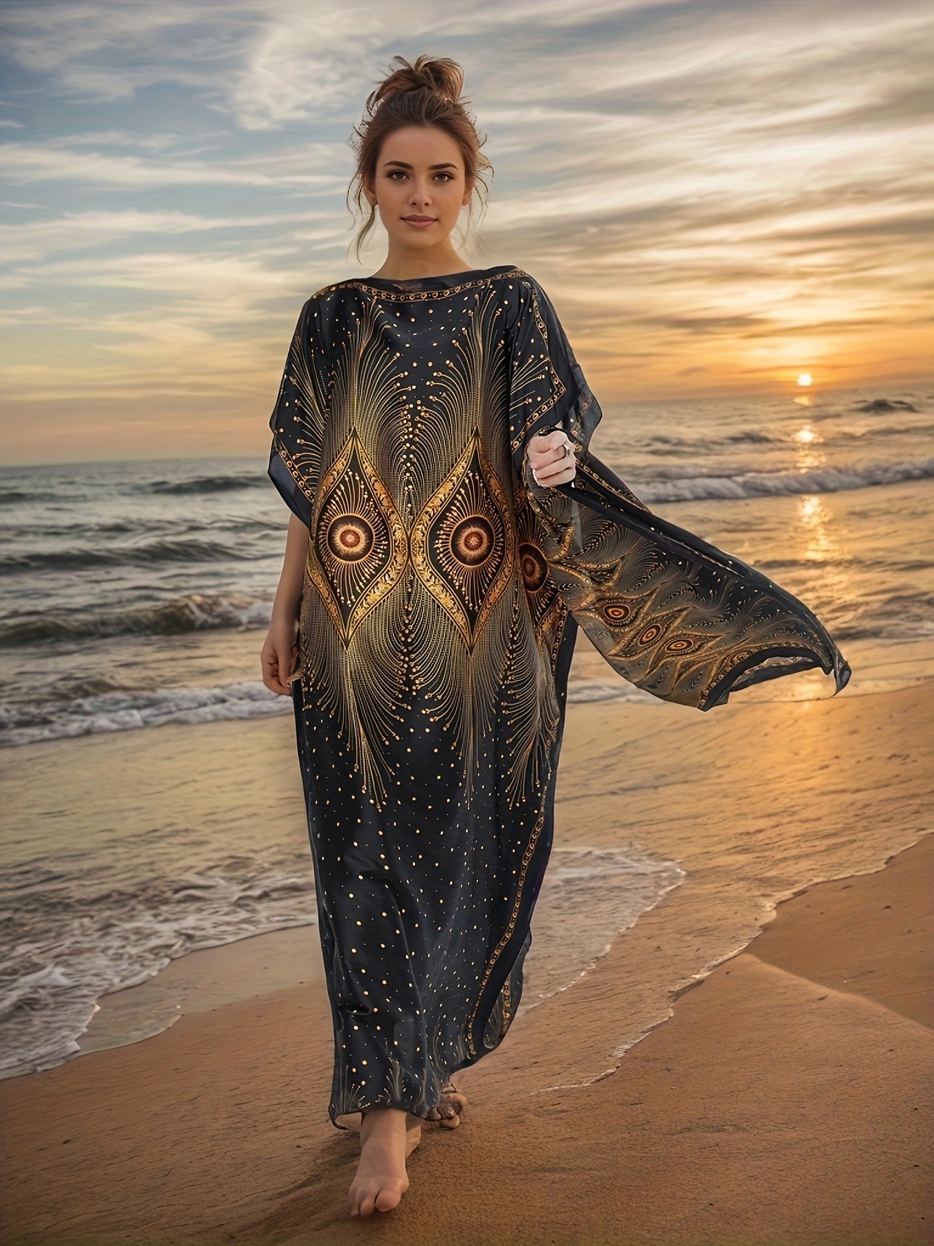 Caftán de para Mujeres Tallas con la Mismas Serpientes, Vestido Kimono  Maxi y Pijama Larga para Playa Caftan Talla Única