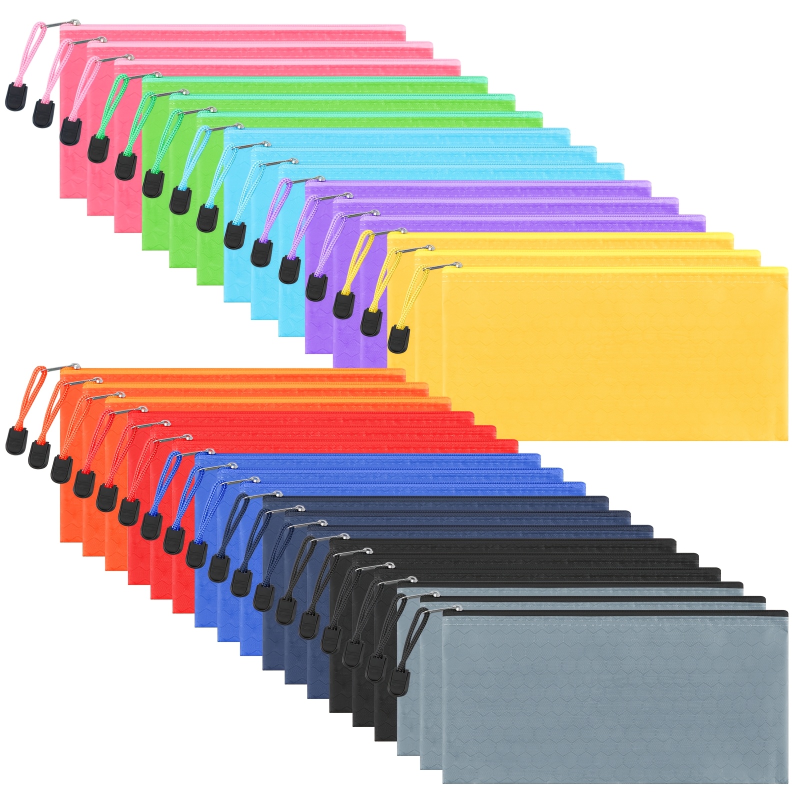 

33pcs Set Of Pvc File Jackets In 11 Assorted Colors, Waterproof Zippered Pencil Bags, Large Capacity Cases For School, Office Supplies, Travel, Cosmetics, And Stationery Accessories, 20pcs/24pcs, Bulk