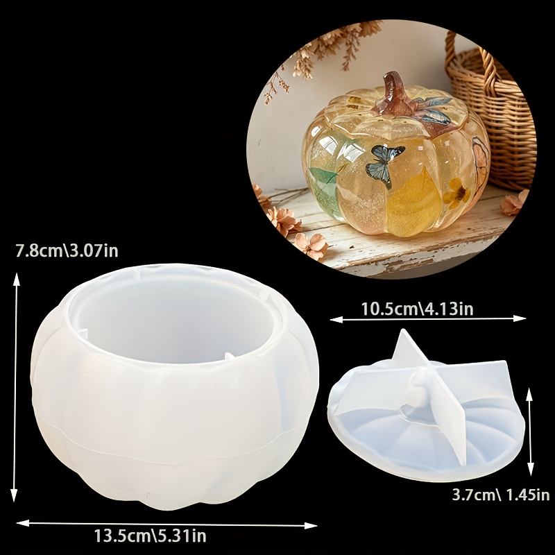 TEMU Moule en silicone résine, grand moule en résine époxy pot de citrouille - Moule en silicone ovale pour récipient de rangement, pour décoration