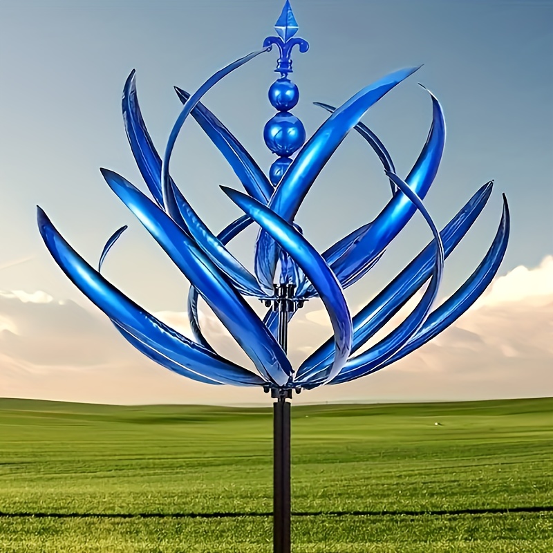 

1pc Metal Wind Spinner - Rotating Garden & Yard Decor, No Battery Needed, Outdoor Ornament, Large Wind Spinners, Flower, Garden Decor