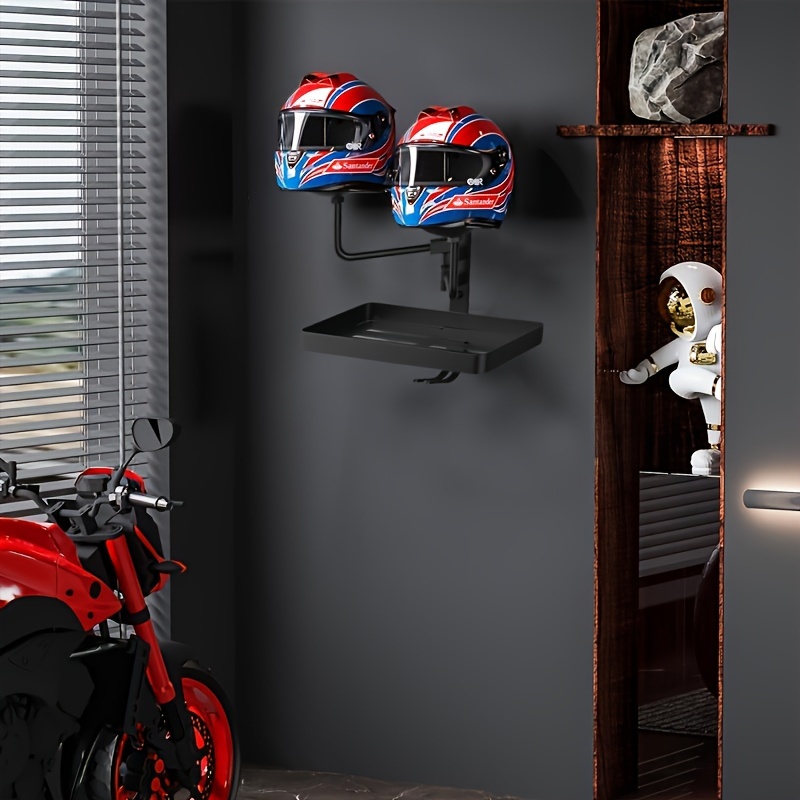 Motorcycle Helmet Holder Black Steel Wall Mounted Helmet Hanger