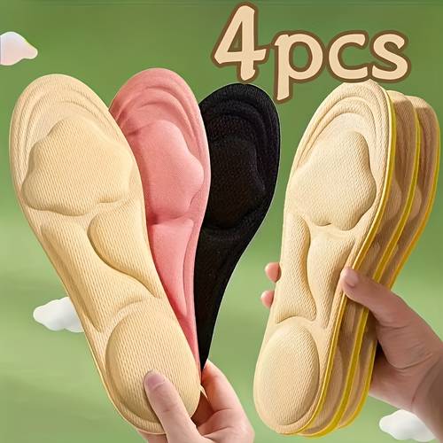 4pcs Unisex 6D Cloud Feel Shoe Inserts | Thick, Soft, Breathable, Ergonomic Design for High Heels, Sports, And Casual Shoes | Comfortable Shock Absorption, Durable Lightweight, Memory Foam Material